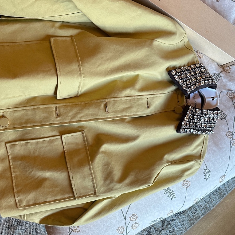 Veronica Beard Yellow Jacket with Embellished Collar